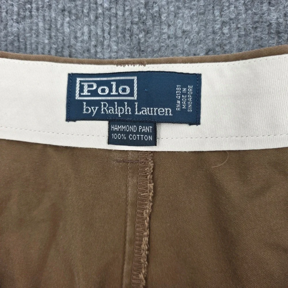 Polo Ralph Lauren Hammond Pant Mens 40x32 Brown Pleated Cuffed Cotton Chinos